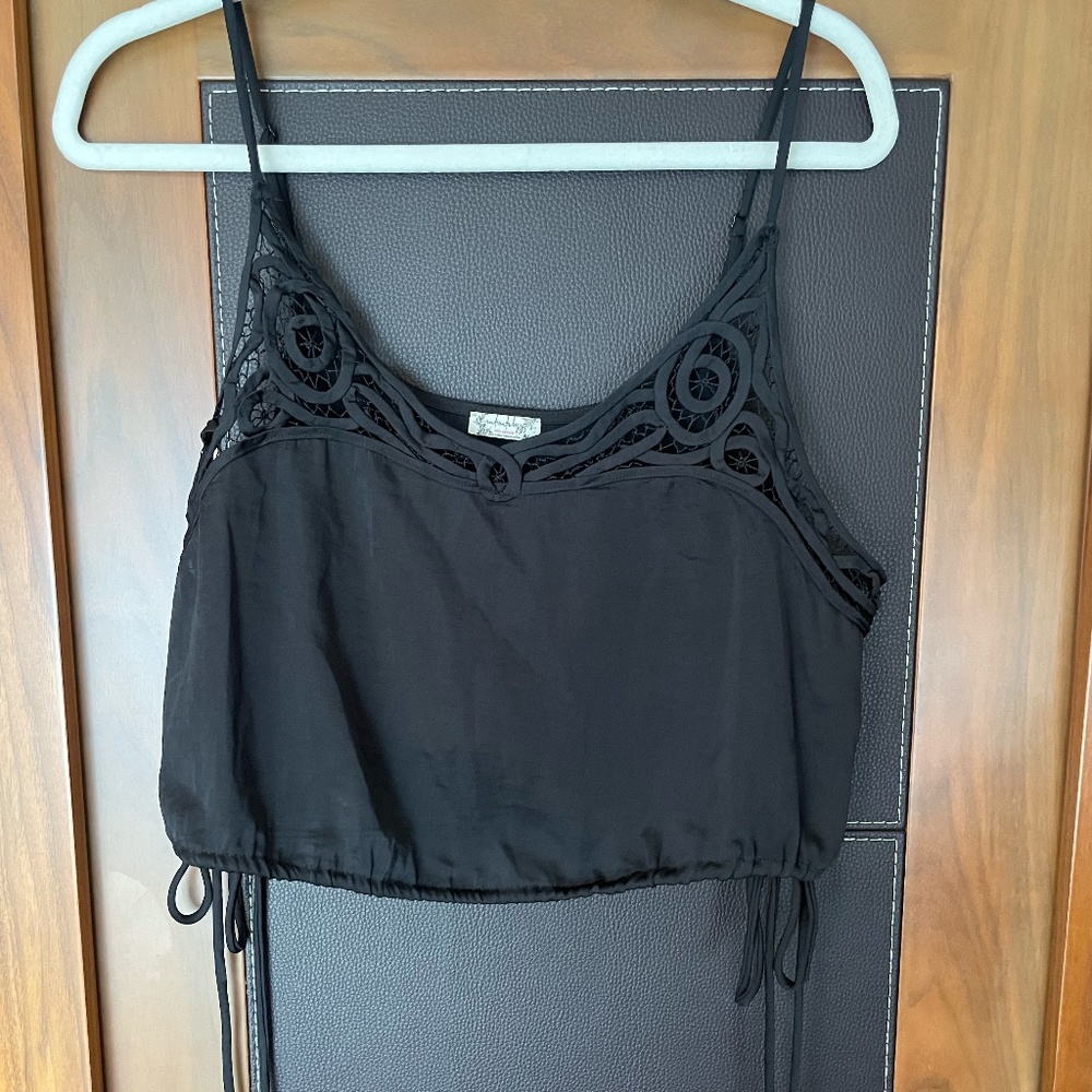 Free People side tie silk cropped cami